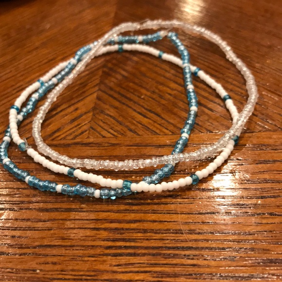 Ocean 3 piece seed bead anklet set - Picture 2 of 3